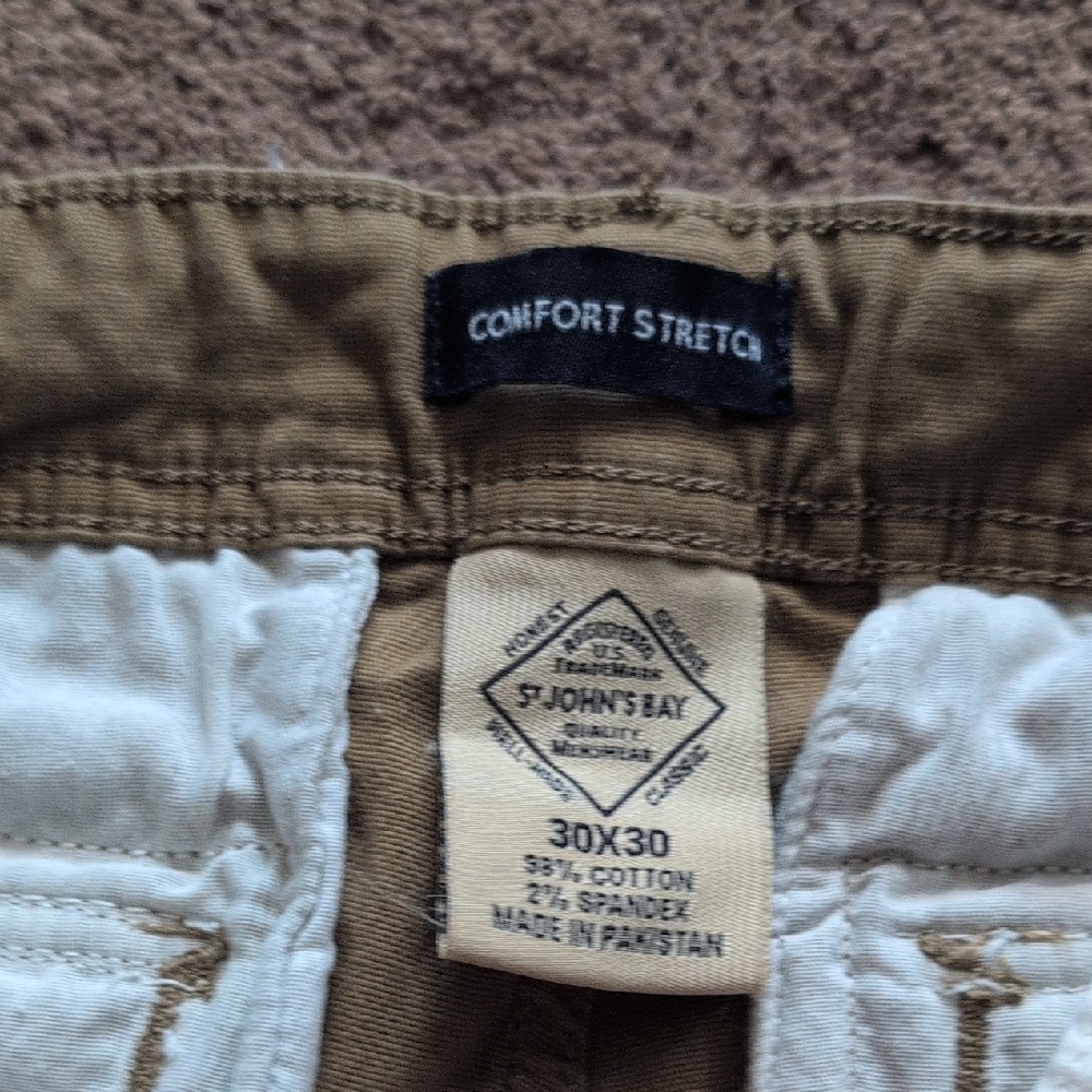 St. John's Bay Tan and White Stretch Pants